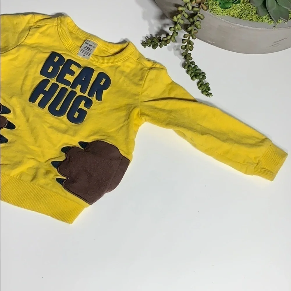 Carter’s Bear Hug Double Pocket Sweatshirt yellow pullover toddlers 24 M